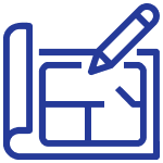 Blueprint and Pencil Icon